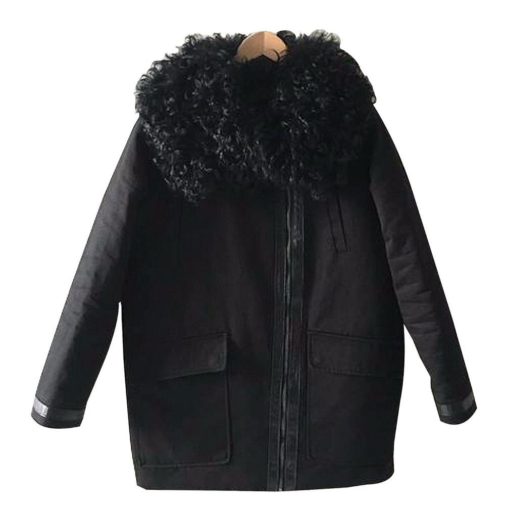 Maje Gore Coat with lamb fur